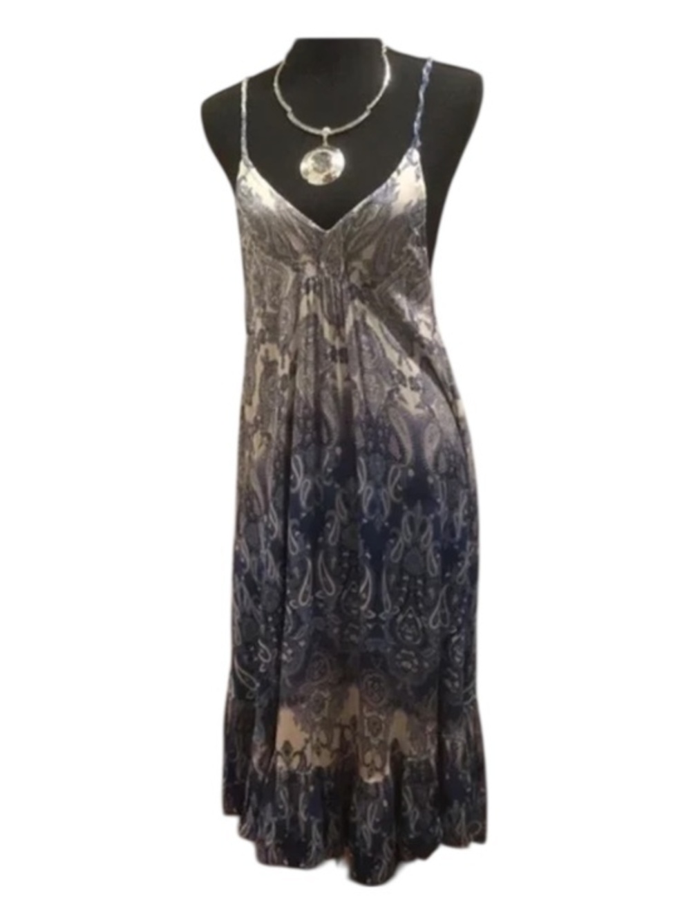 Dance & Marvel Blue Paisley Print Boho Dress Size S